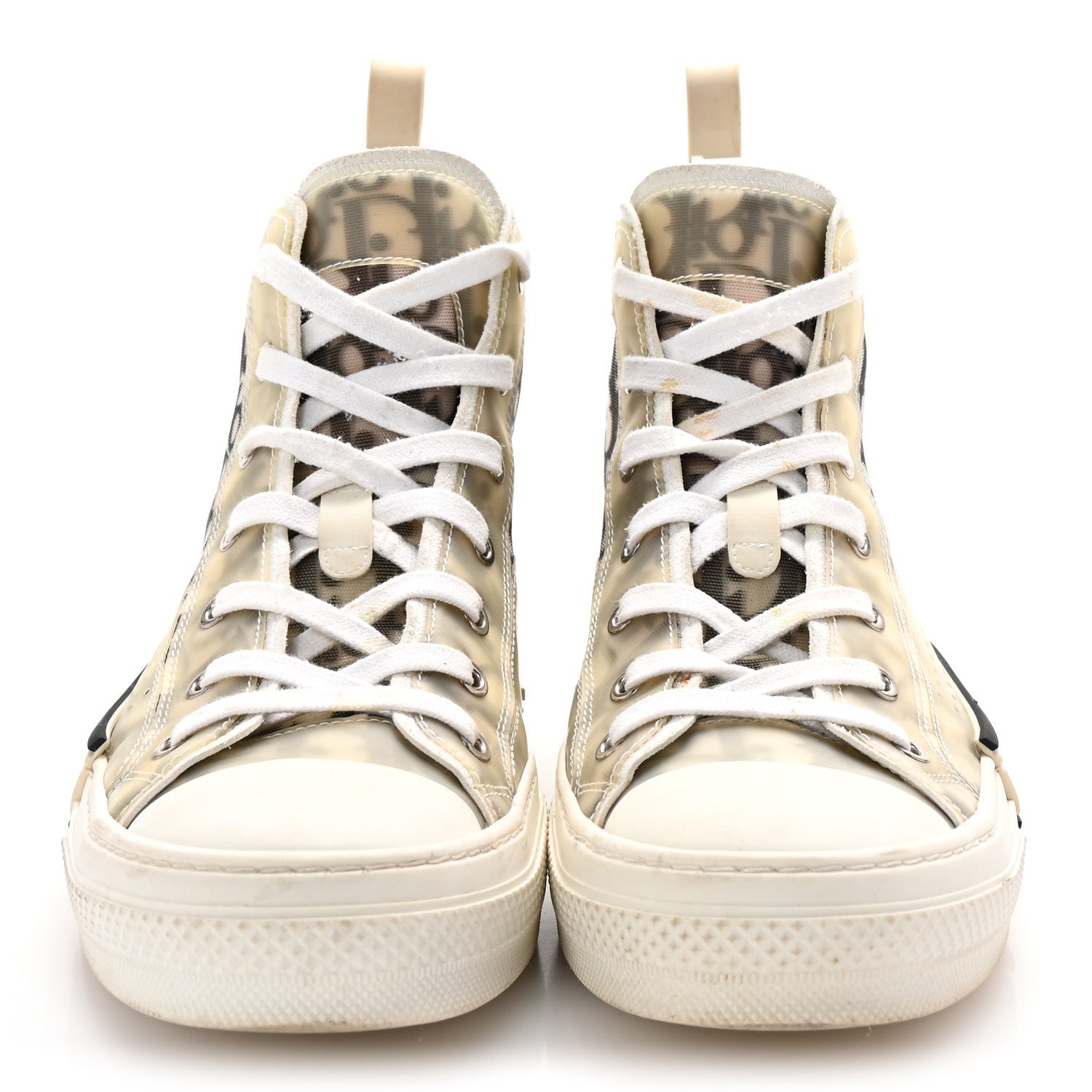 Christian Dior Technical Canvas Oblique B23 High Top Sneakers 40 White Black 3 of 9