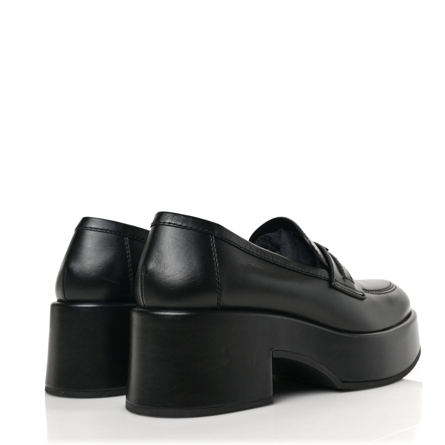 Calfskin CC Platform Loafers 38 Black