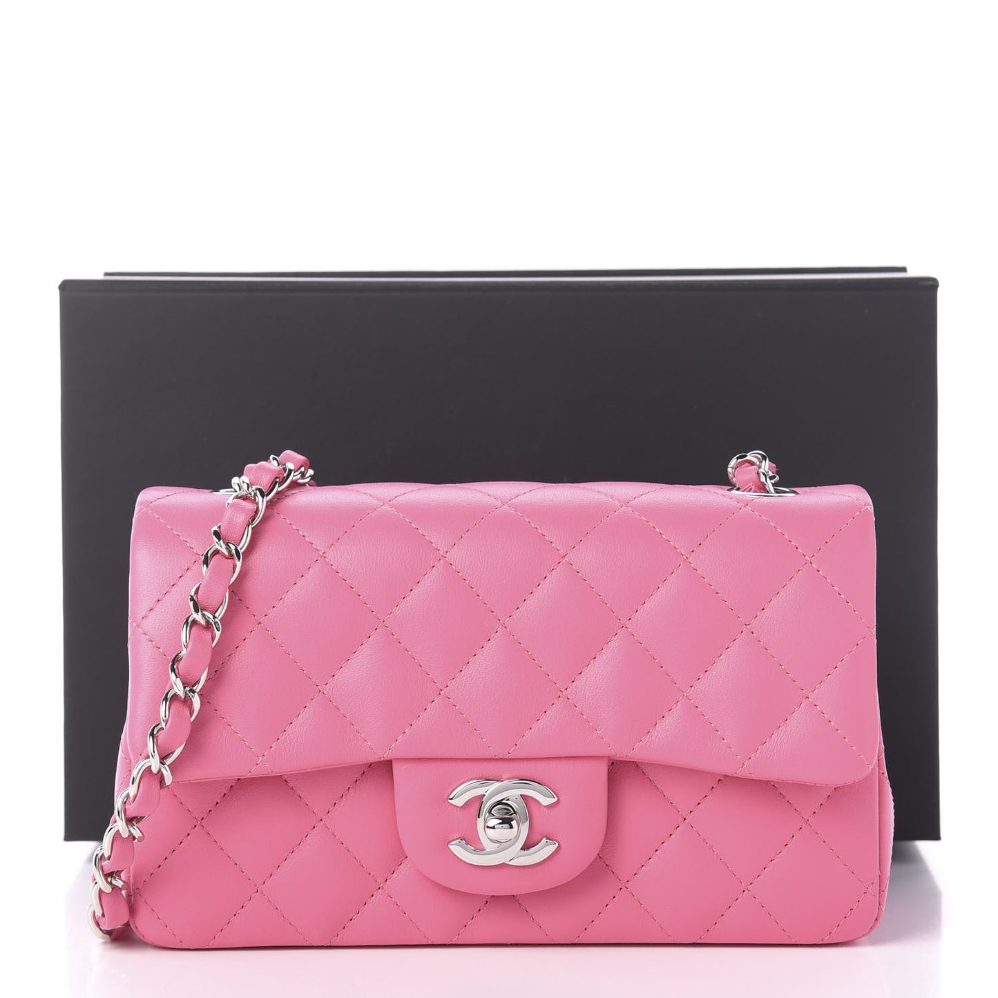Lambskin Quilted Mini Rectangular Flap Pink