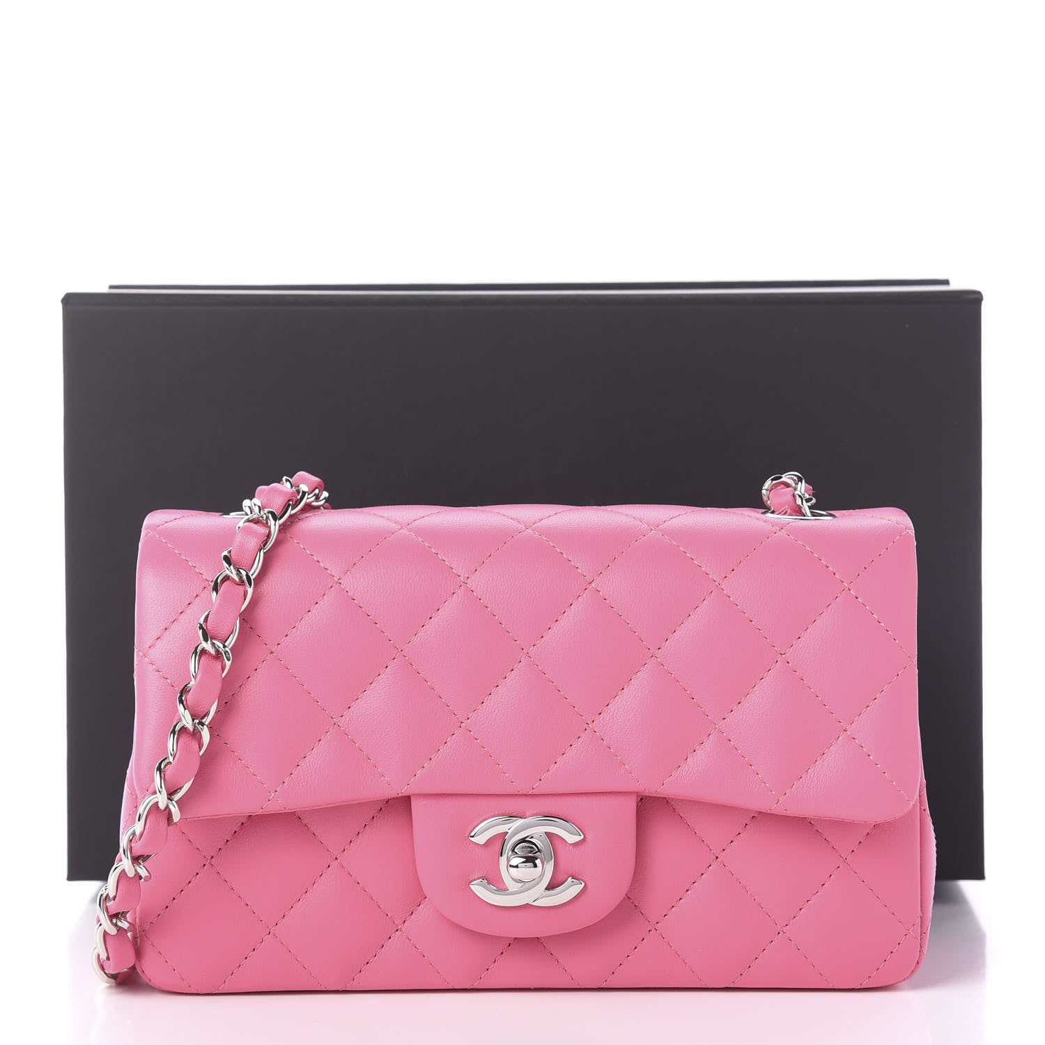 Chanel Lambskin Quilted Mini Rectangular Flap Pink 11 of 11