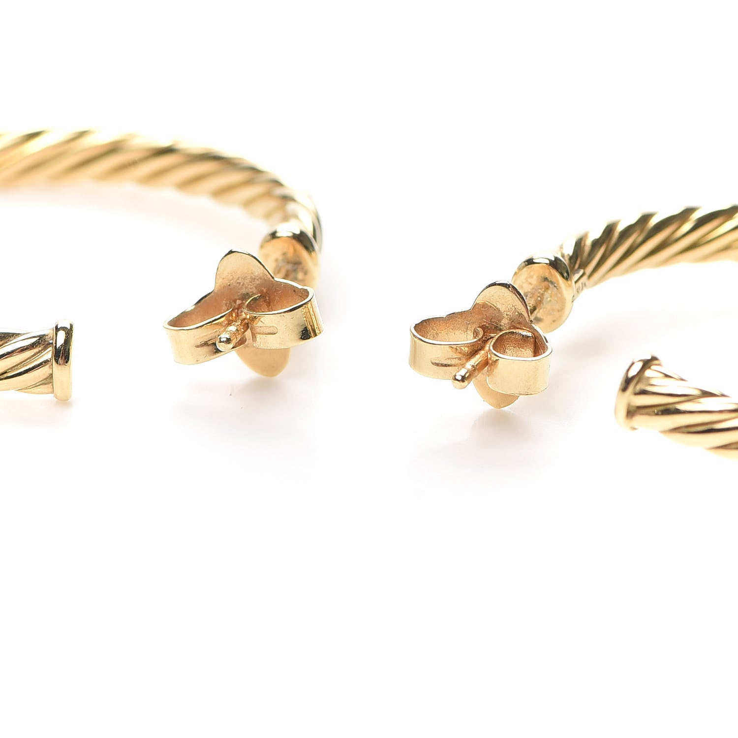 David Yurman 18K Yellow Gold Sculpted Cable Hoop Earrings 3 of 4