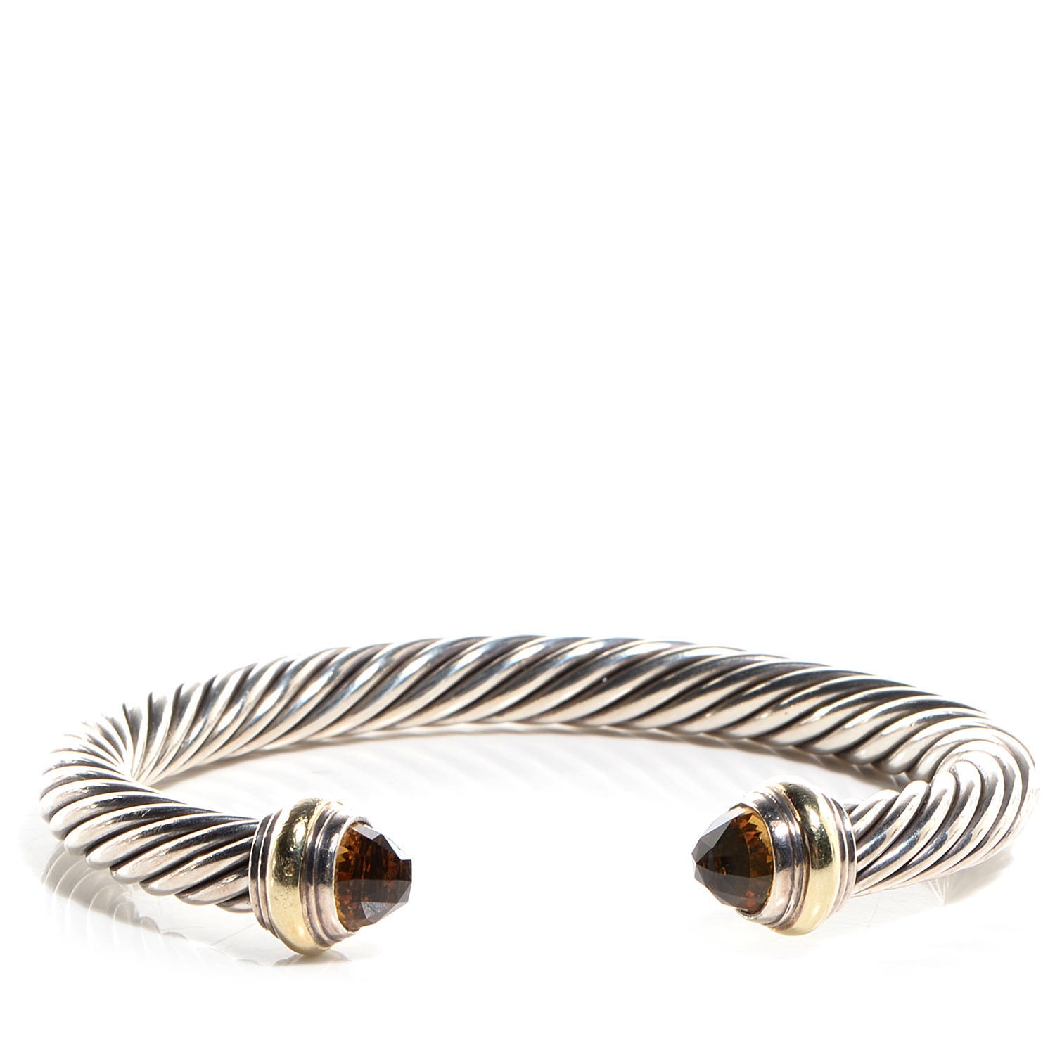 David Yurman Sterling Silver 14K Yellow Gold Citrine 7mm Cable Classics Bracelet 1 of 6