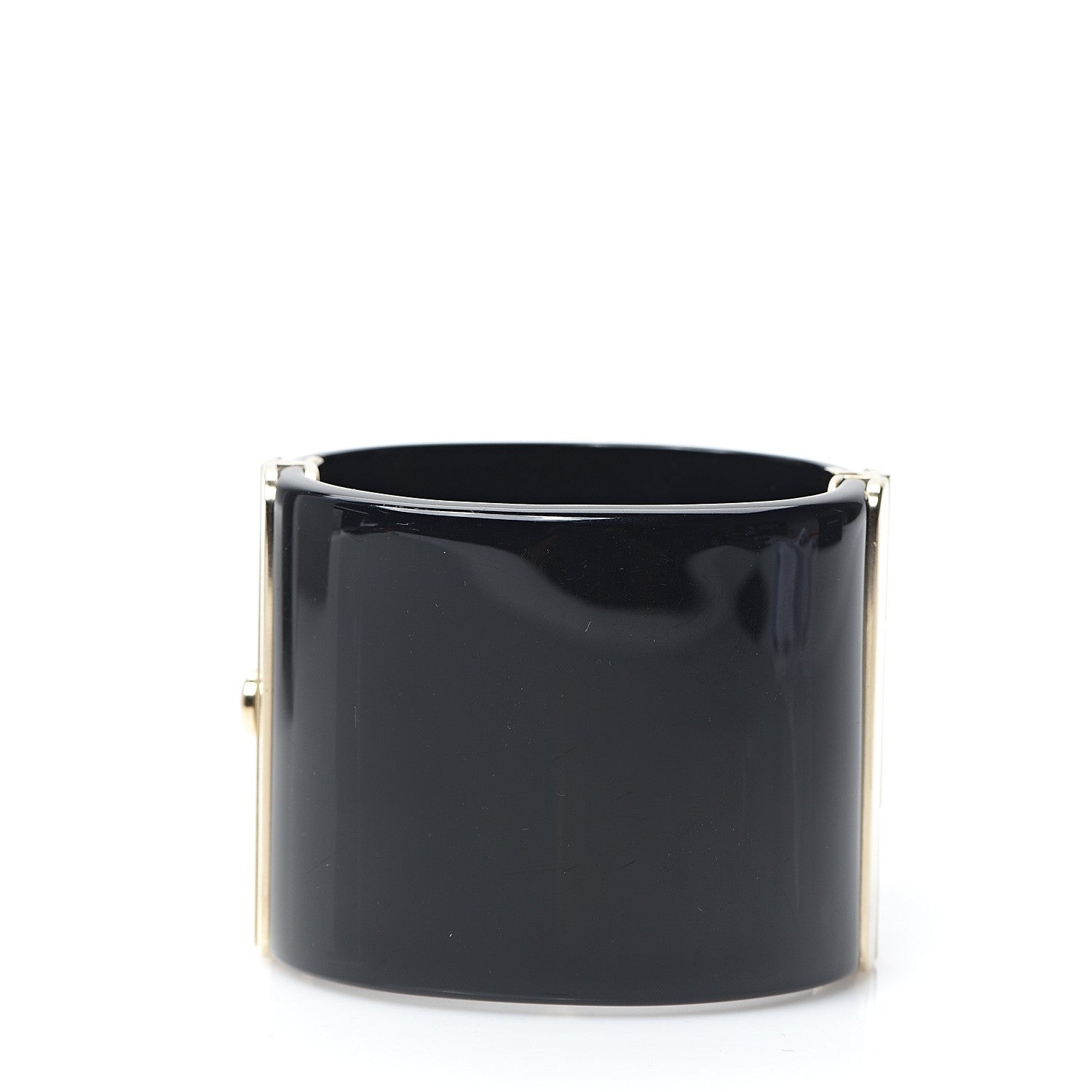 Chanel Resin Crystal CC Cuff Black Gold 2 of 5