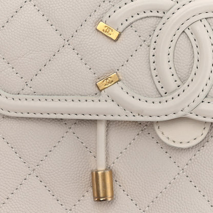 Chanel Caviar Quilted Filigree Backpack White 11 of 12