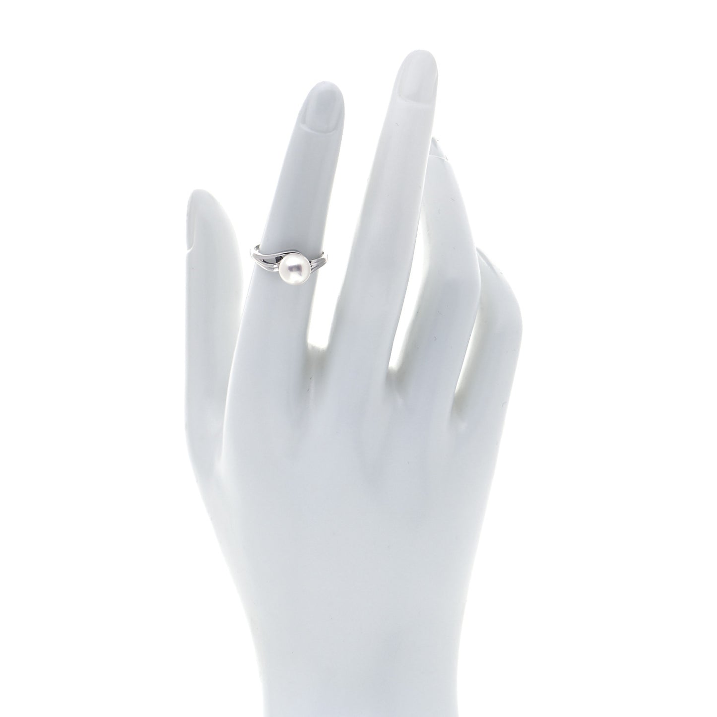 18K White Gold Akoya Pearl 7mm Ring 51 5.75