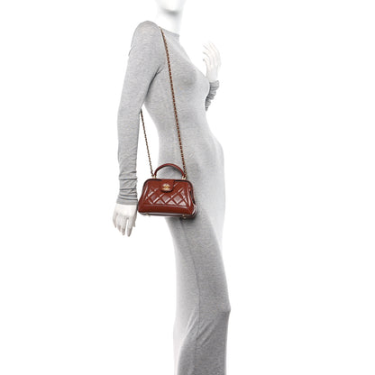 Chanel Shiny Lambskin Quilted Mini Cocodoc Top Handle Bag Brown 2 of 12