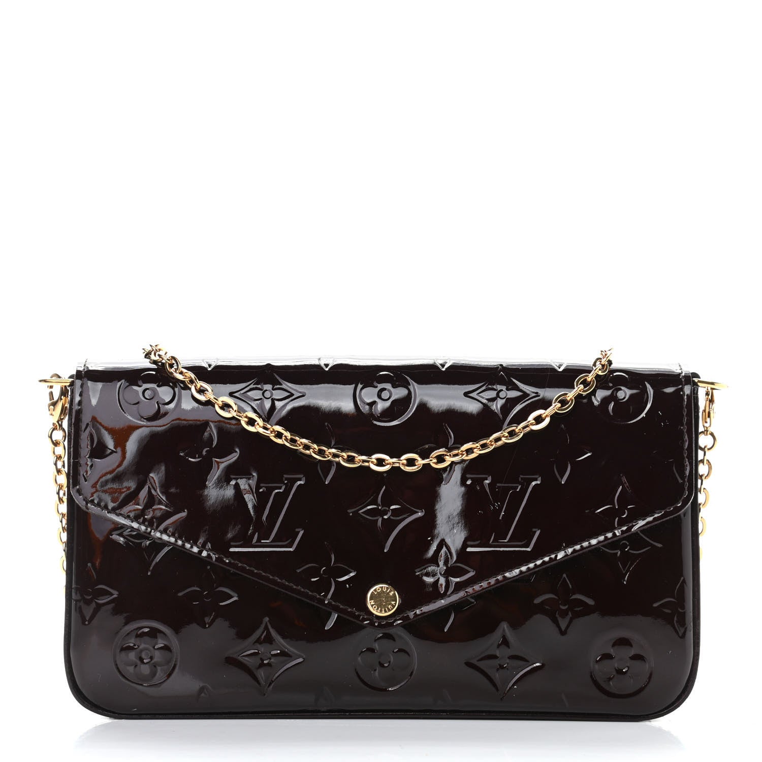 Louis Vuitton Vernis Pochette Felicie Chain Wallet Amarante 3 of 13