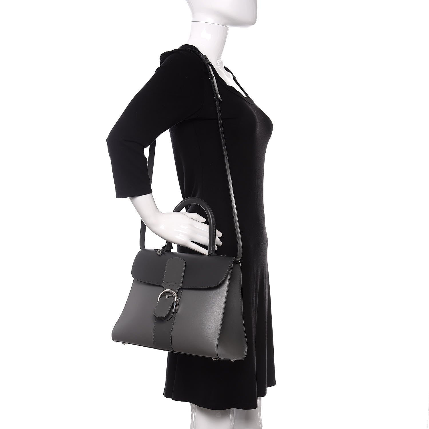 Delvaux Box Calfskin Brillant MM Satchel Dark Grey 2 of 10