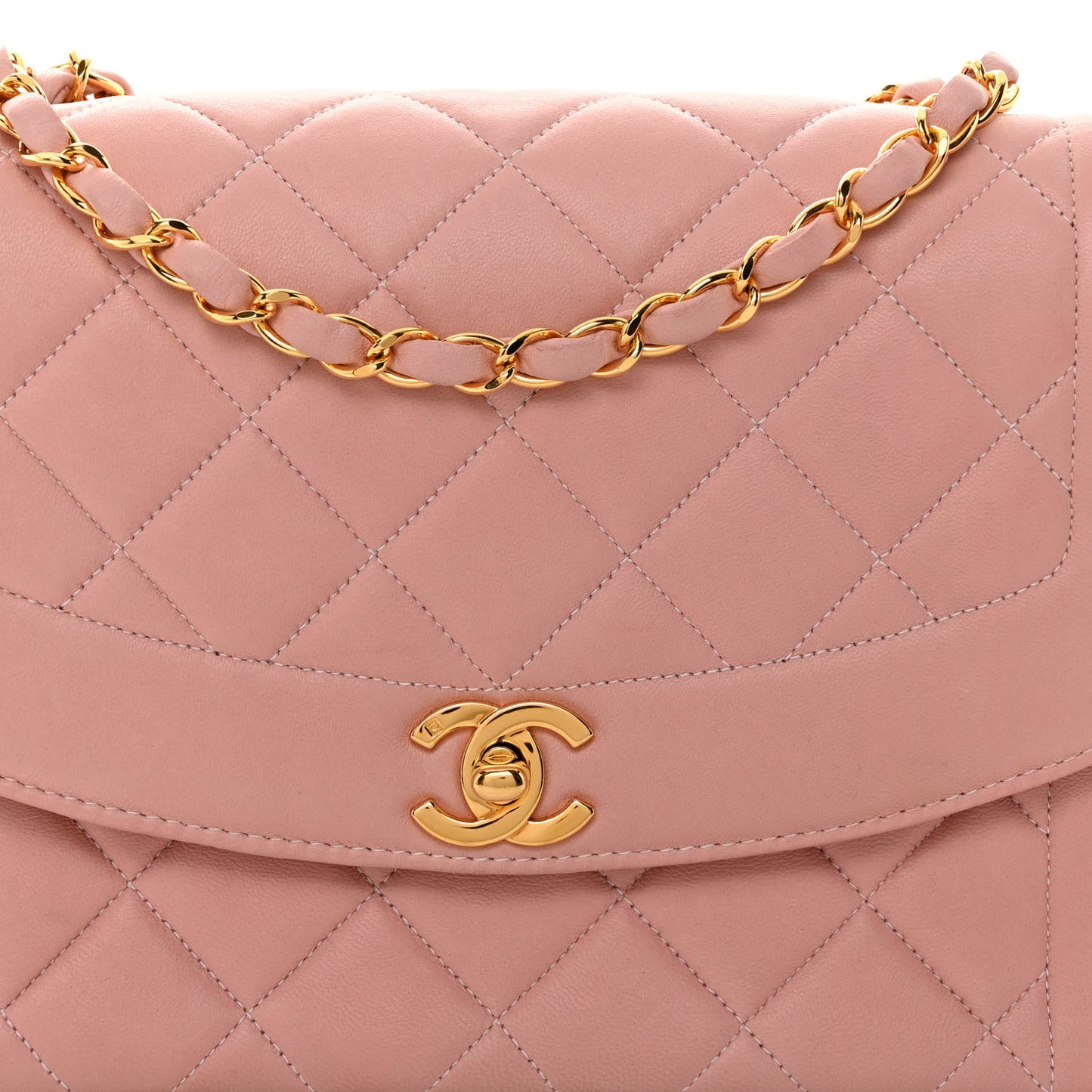 Lambskin Quilted Medium Single Flap Light Pink