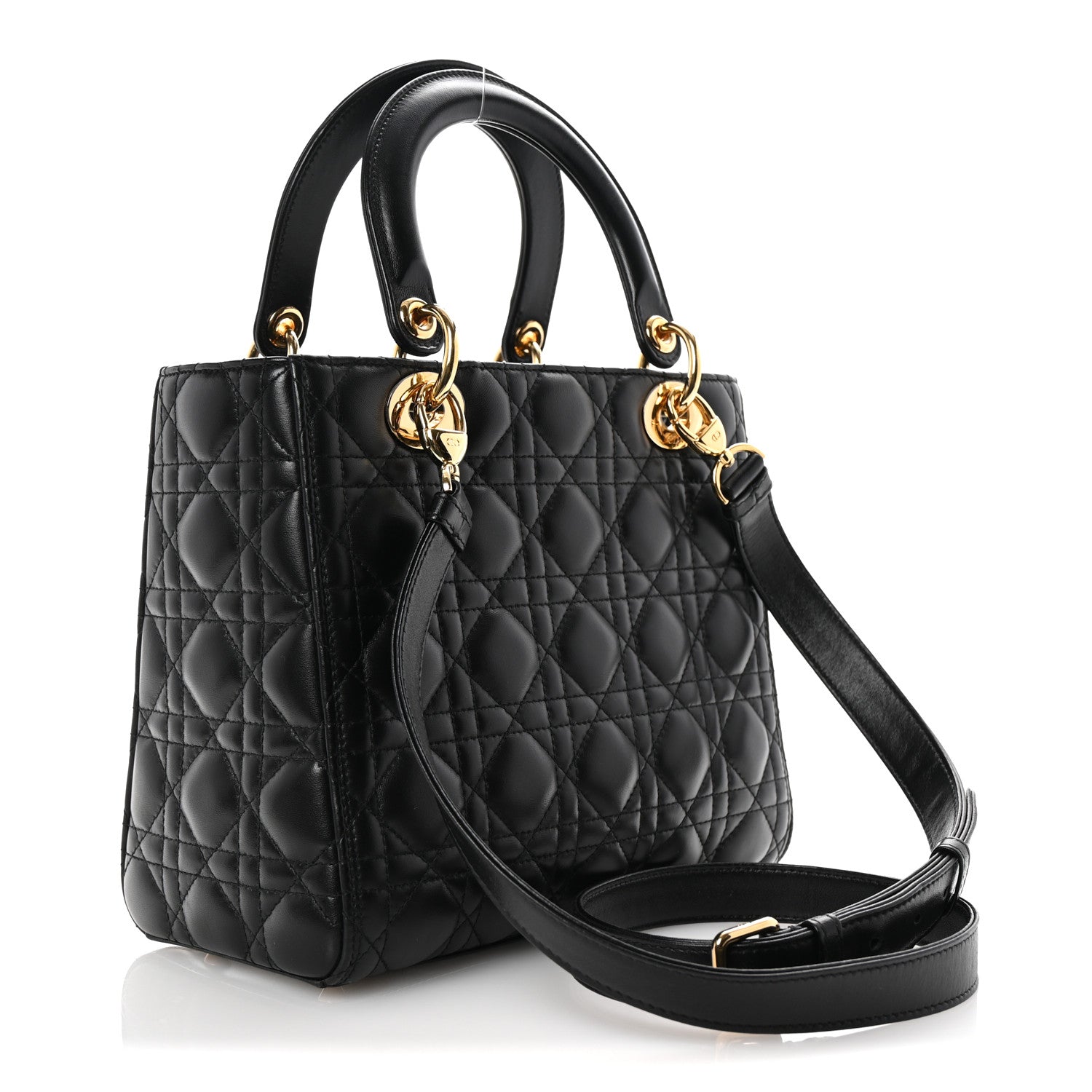 Christian Dior Lambskin Cannage Medium Lady Dior Black 3 of 9