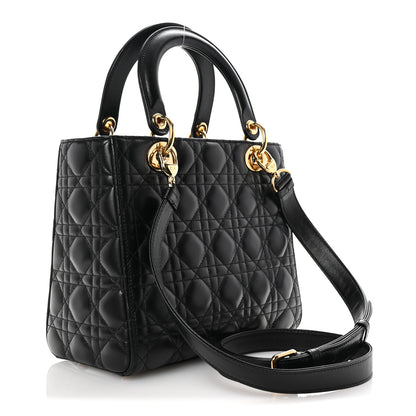 Christian Dior Lambskin Cannage Medium Lady Dior Black 3 of 9