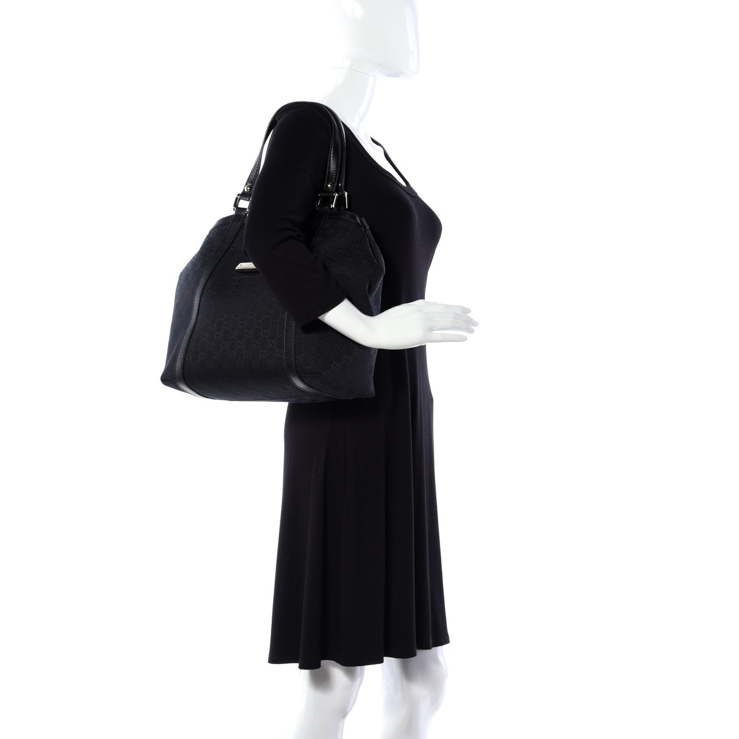 Monogram Medium New Ladies Web Tote Black