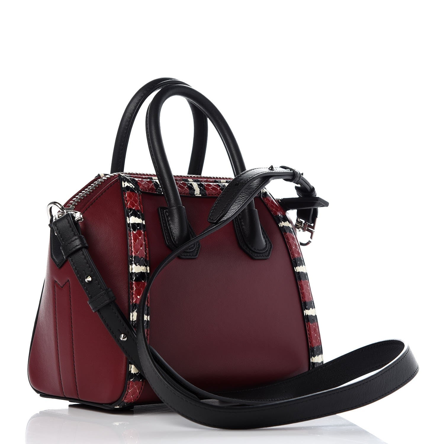Givenchy Smooth Calfskin Ayers Mini Bi-Color Antigona Wine Black 3 of 8