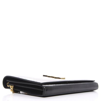 Saint Laurent Textured Patent Calfskin Monogram Kate Chain Wallet Black 3 of 10