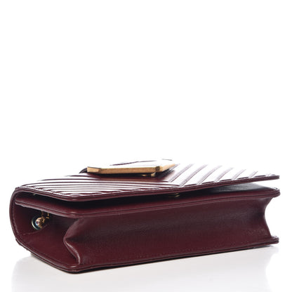 Chanel Shiny Sheepskin Chevron Quilted Mini Collar and Tie Flap Burgundy 4 of 8