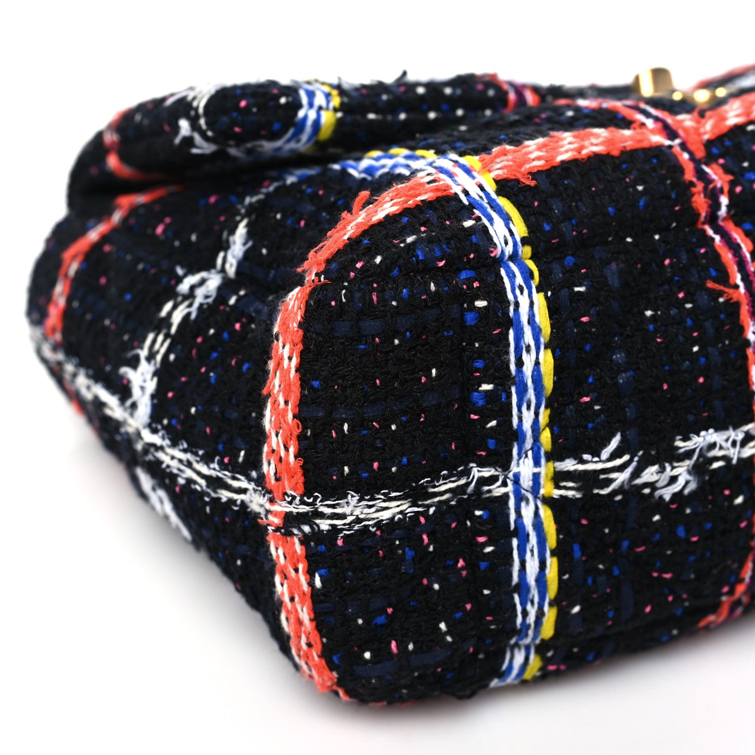 Chanel Tweed Quilted Large Chanel 19 Flap Black Orange Blue 9 of 11