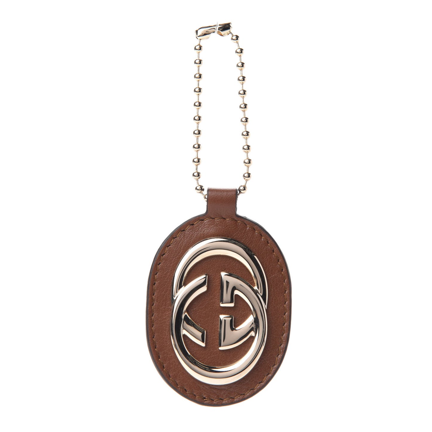 Calfskin Interlocking GG Key Chain Brown