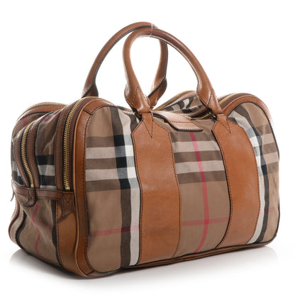 Burberry Vintage Leather House Check Tote Saddle Brown 3 of 12