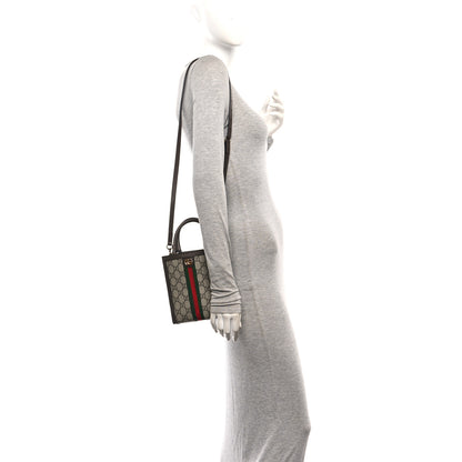 Gucci GG Supreme Monogram Textured Dollar Calfskin Web Super Mini Ophidia Mini Tote Bag Beige Ebony New Acero 2 of 11