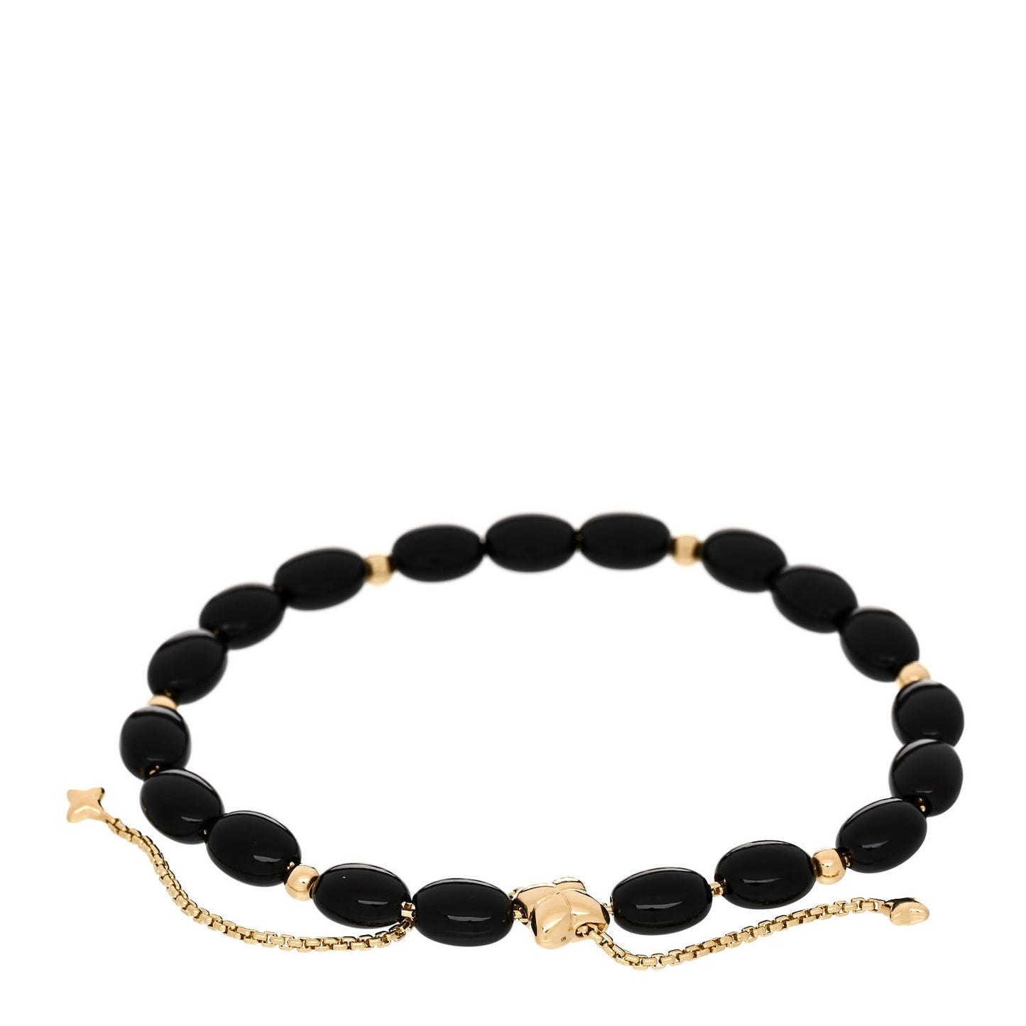 18K Yellow Gold Onyx Bijoux Spiritual Beads Bracelet