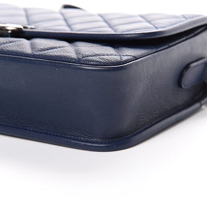 Chanel Caviar Iridescent Calfskin Quilted Medium Daily Carry Messenger Navy 9 of 13