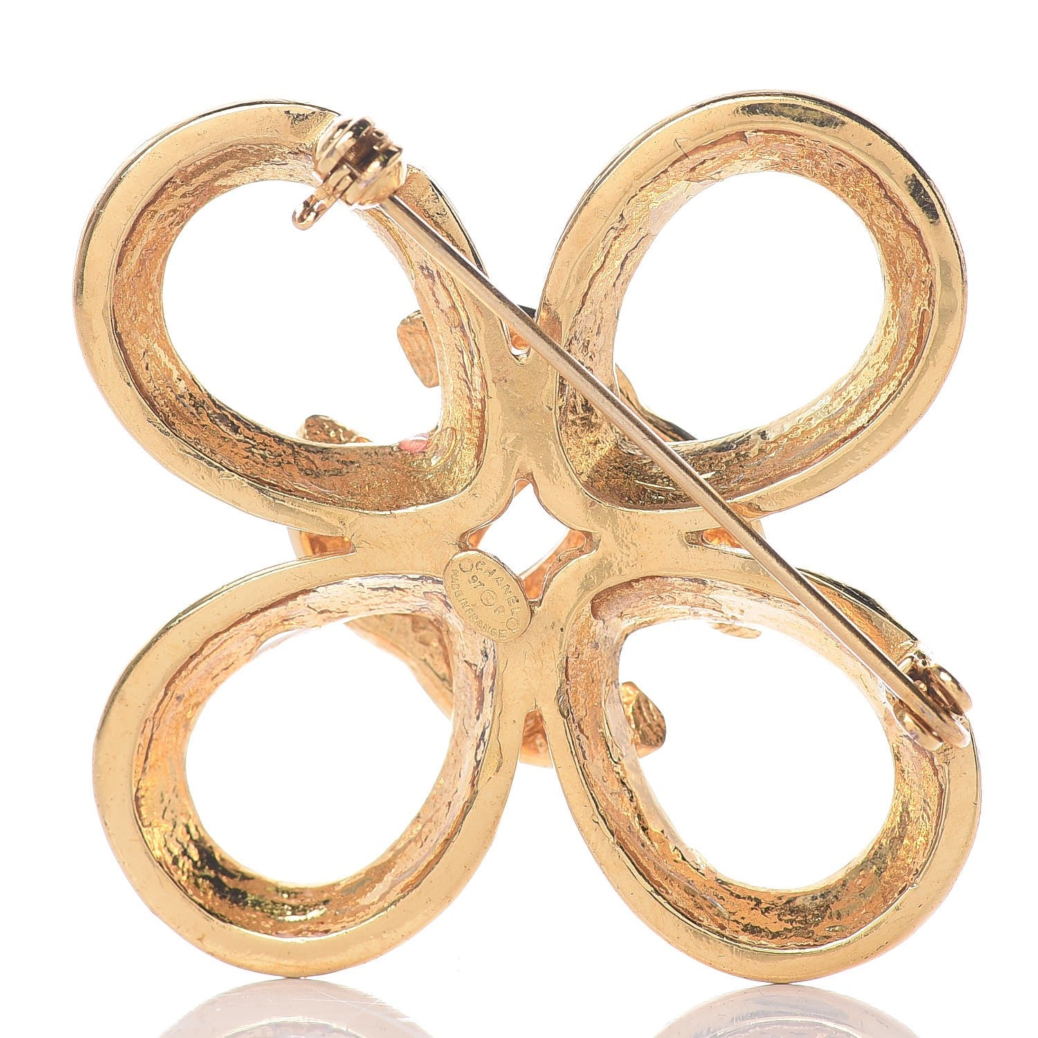 Chanel CC Flower Brooch Gold 3 of 4
