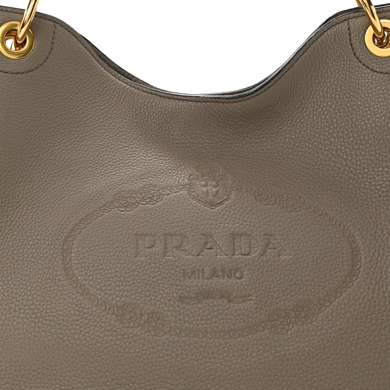 Prada Vitello Daino Logo Hobo Argilla 7 of 10