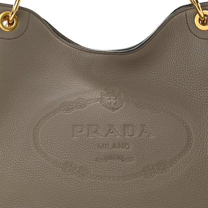 Prada Vitello Daino Logo Hobo Argilla 7 of 10