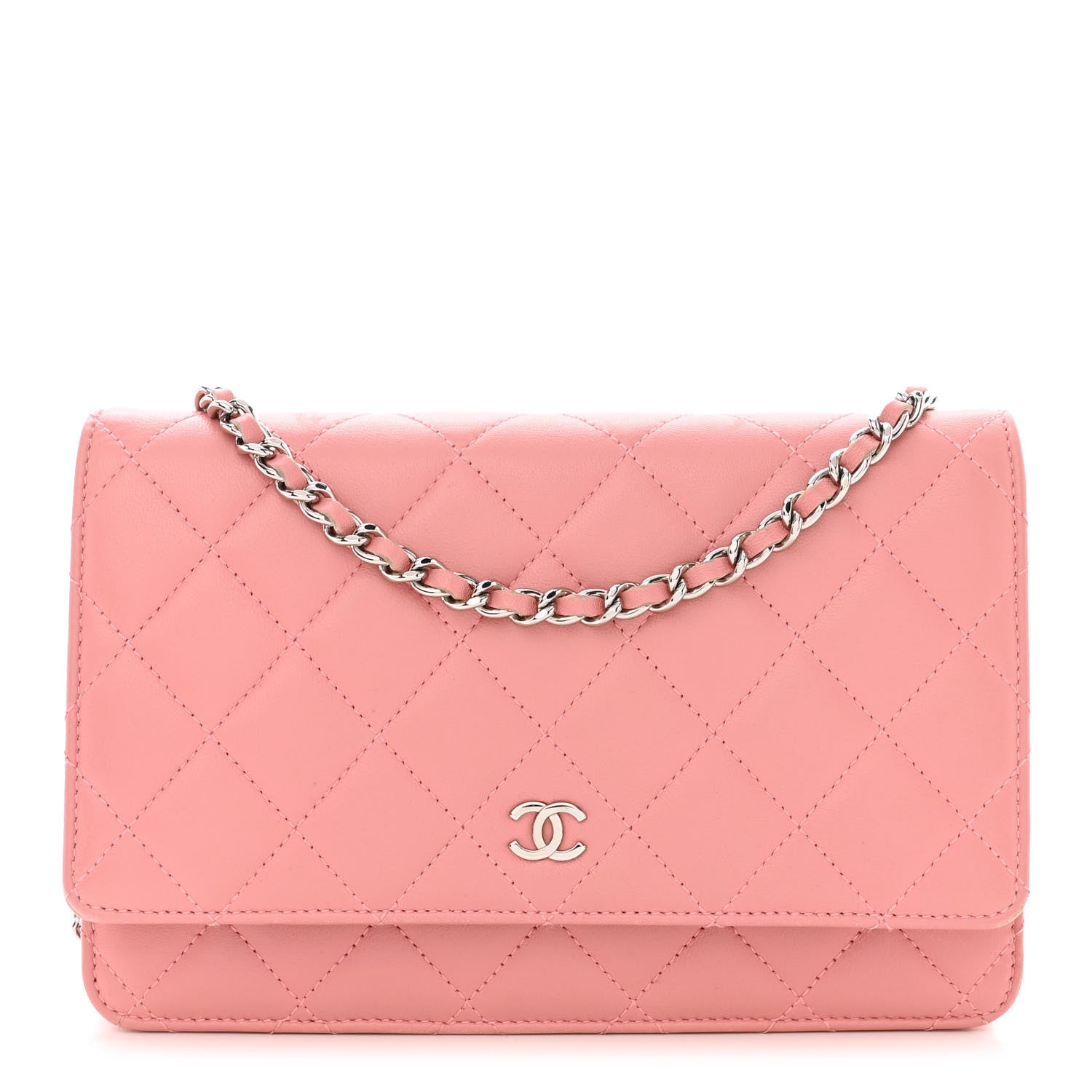 Chanel Lambskin Quilted Wallet On Chain WOC Pink 1 of 12