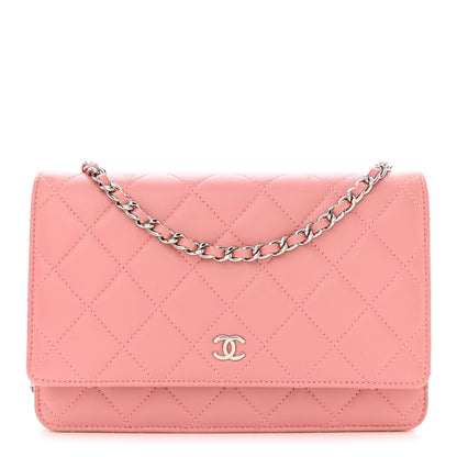 Chanel Lambskin Quilted Wallet On Chain WOC Pink 1 of 12