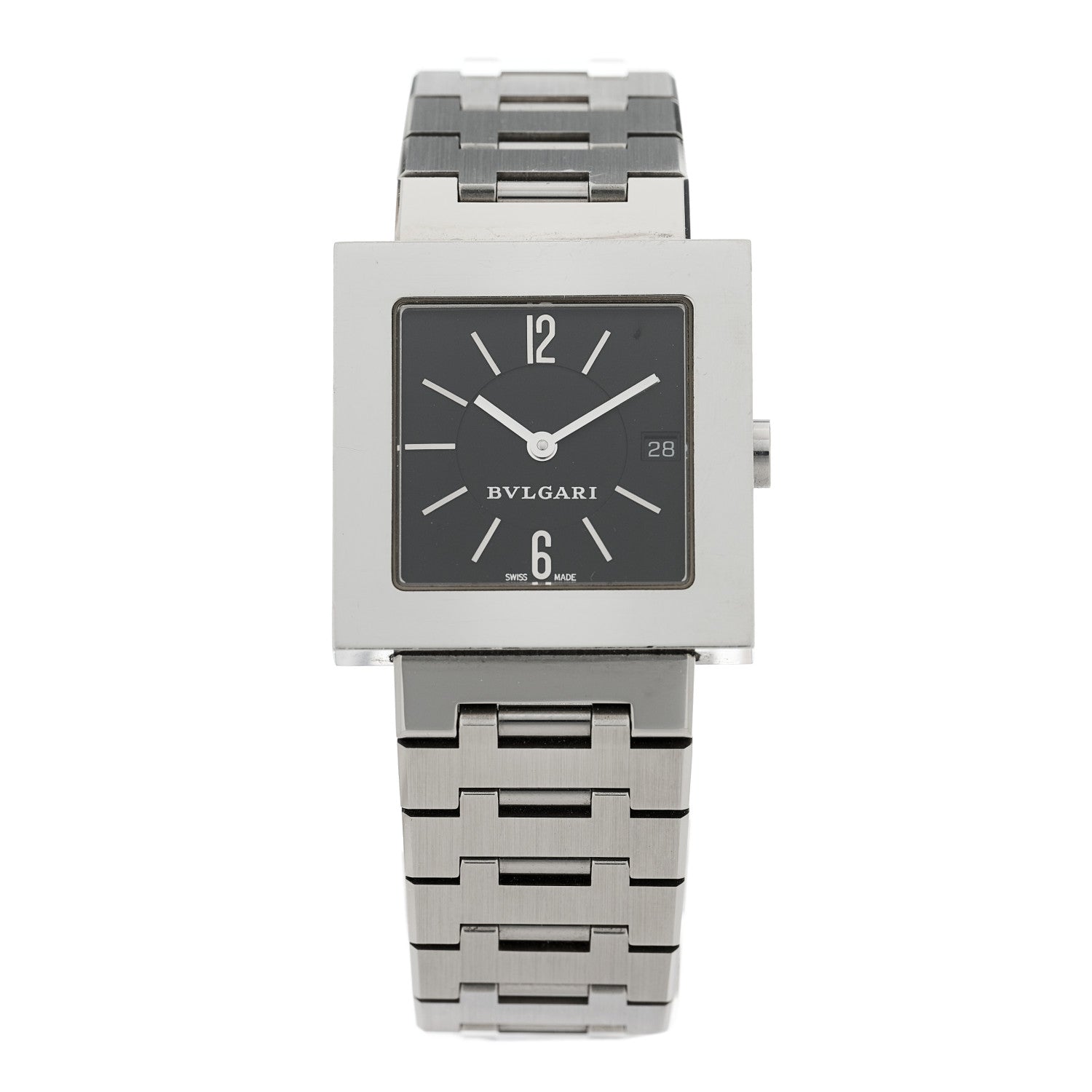 Bulgari Stainless Steel 27mm Quadrato Quartz Watch Black 1 of 5