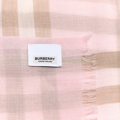 Burberry Wool Silk Gauze Giant Check Scarf Alabaster Pink 4 of 5
