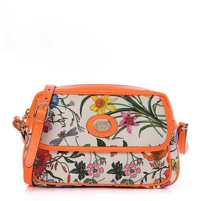 Gucci Canvas Flora Floral Shoulder Bag White Orange Fluo 1 of 9
