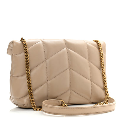 Saint Laurent Lambskin Quilted Toy Loulou Puffer Monogram Chain Satchel Nude Powder 4 of 11
