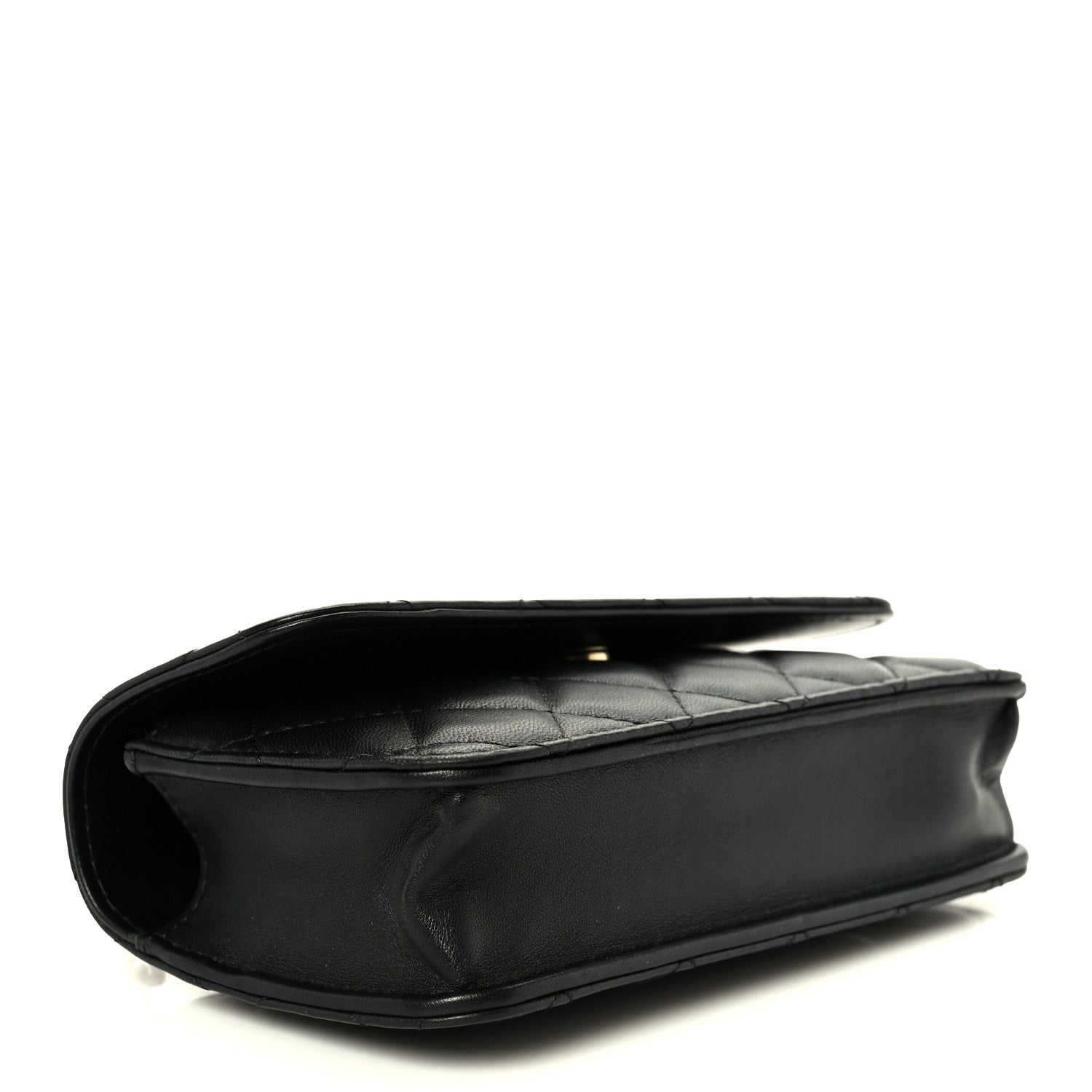Chanel Lambskin Quilted Sweet Camellia Flap Phone Holder With Chain Black 4 of 11