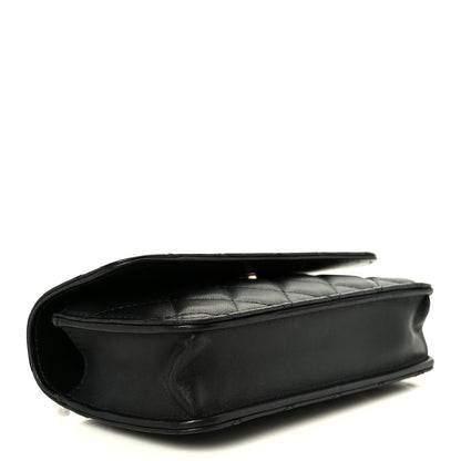 Chanel Lambskin Quilted Sweet Camellia Flap Phone Holder With Chain Black 4 of 11