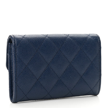 Chanel Caviar Quilted Flap Card Holder Navy Blue 3 of 9