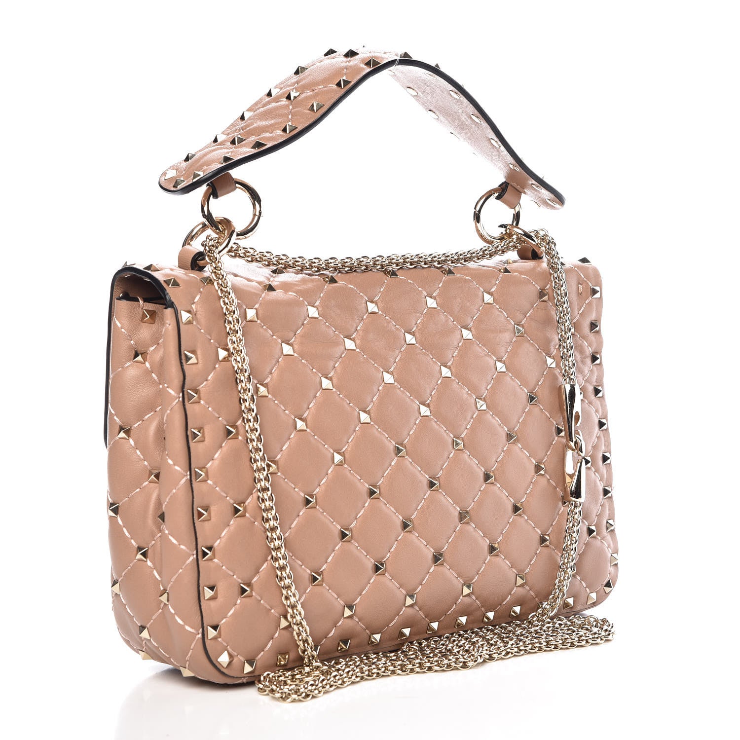 Valentino Garavani Nappa Medium Rockstud Spike Shoulder Bag Soft Noisette 4 of 10