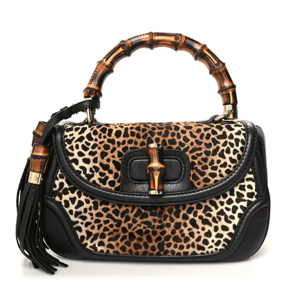 Gucci Pony Hair Jaguar Print New Bamboo Medium Top Handle Bag 3 of 14