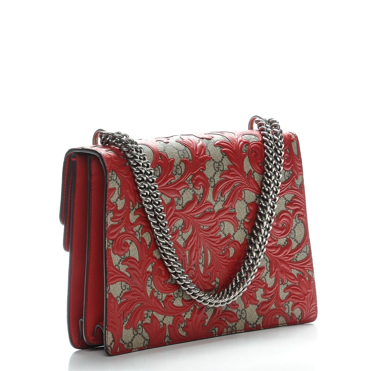 GG Supreme Monogram Arabesque Medium Dionysus Shoulder Bag Hibiscus Red