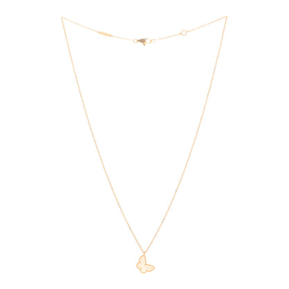 Van Cleef & Arpels 18K Yellow Gold Mother of Pearl Sweet Alhambra Butterfly Pendant Necklace 2 of 3