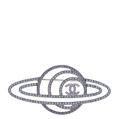 Chanel Crystal CC Planet Brooch Purple Light Blue Silver 1 of 5