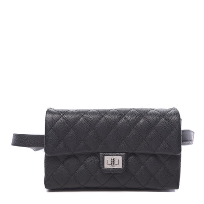 Chanel Grained Calfskin Quilted 2.55 Reissue Flap Belt Bag Clutch Black 1 of 13