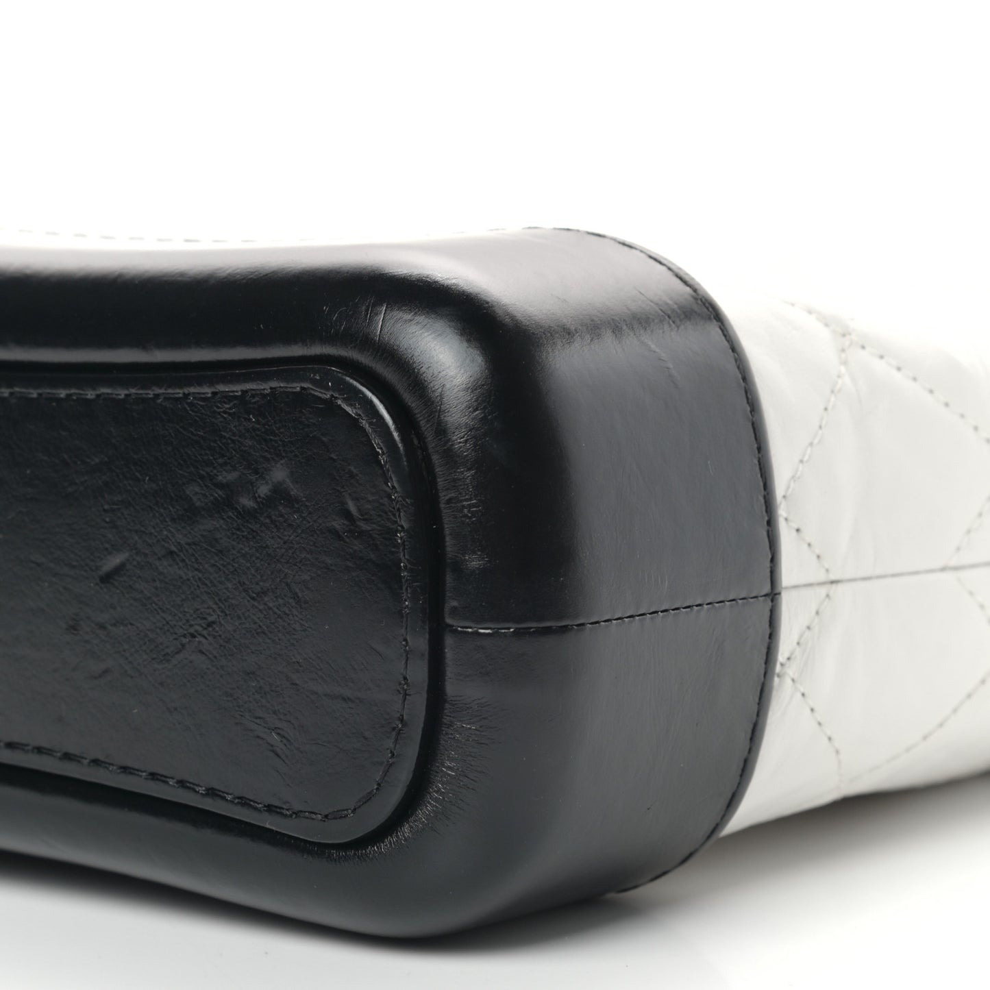 Aged Calfskin Quilted Small Gabrielle Hobo Black White
