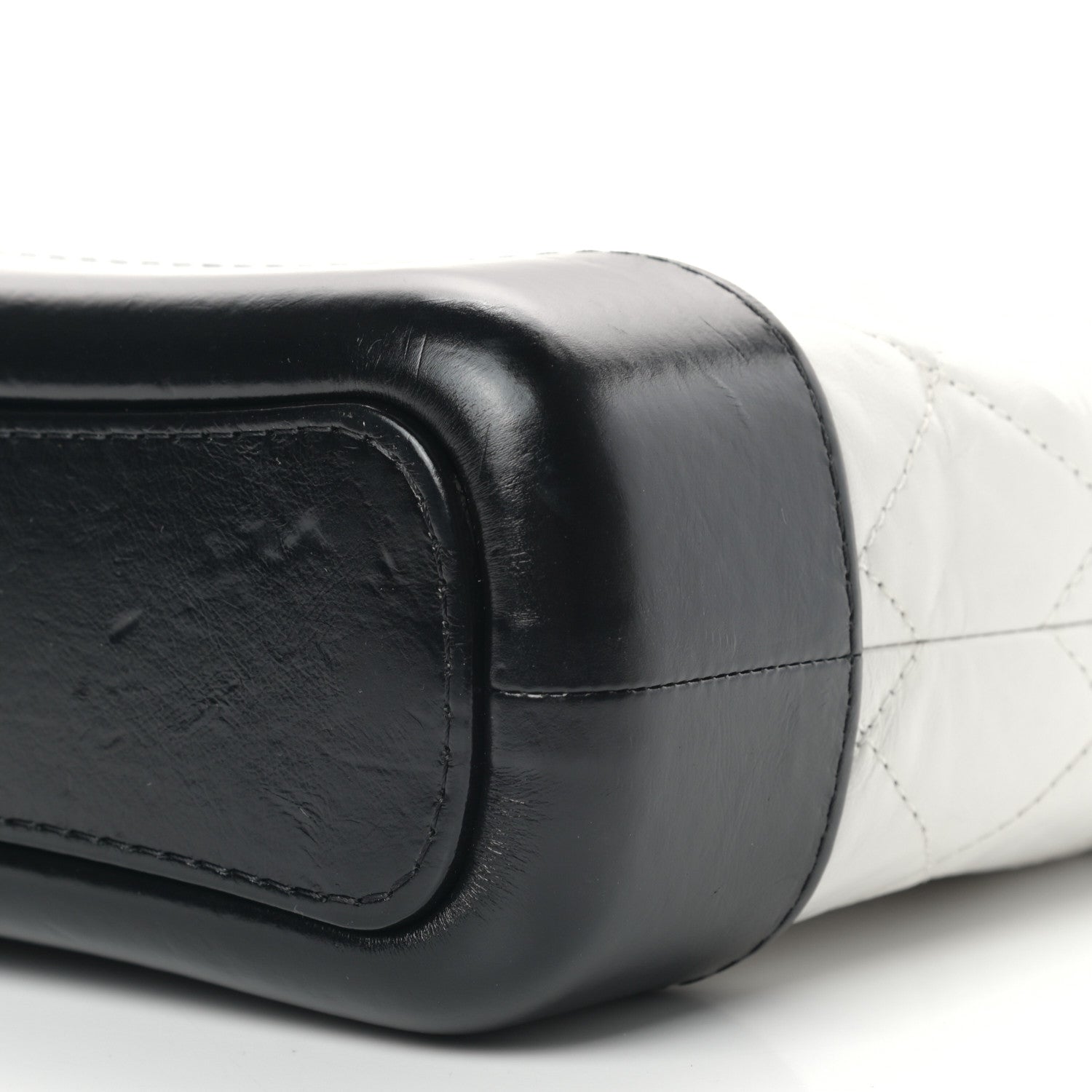 Chanel Aged Calfskin Quilted Small Gabrielle Hobo Black White 9 of 12