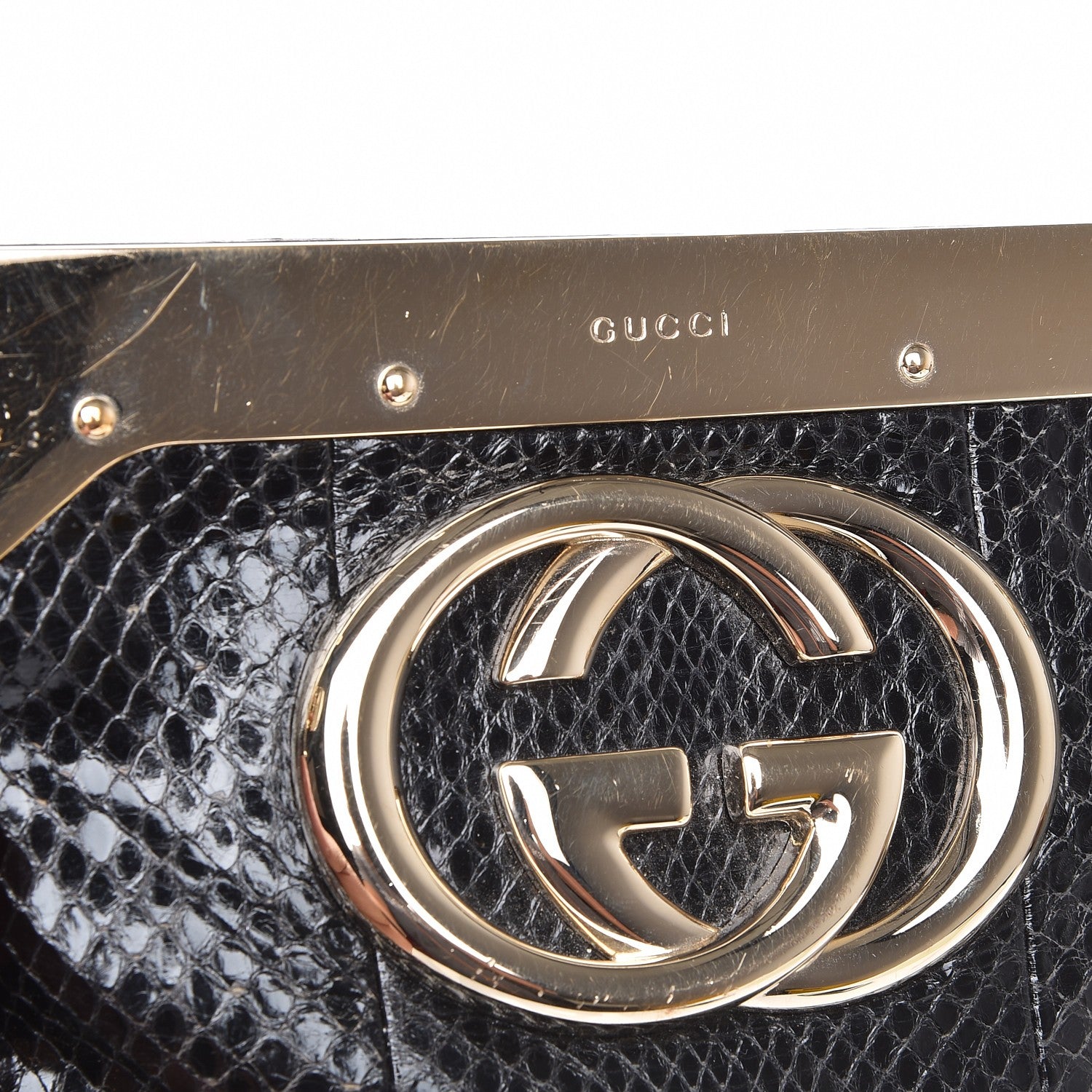 Gucci Python Britt Interlocking G Starlight Clutch Black 11 of 11