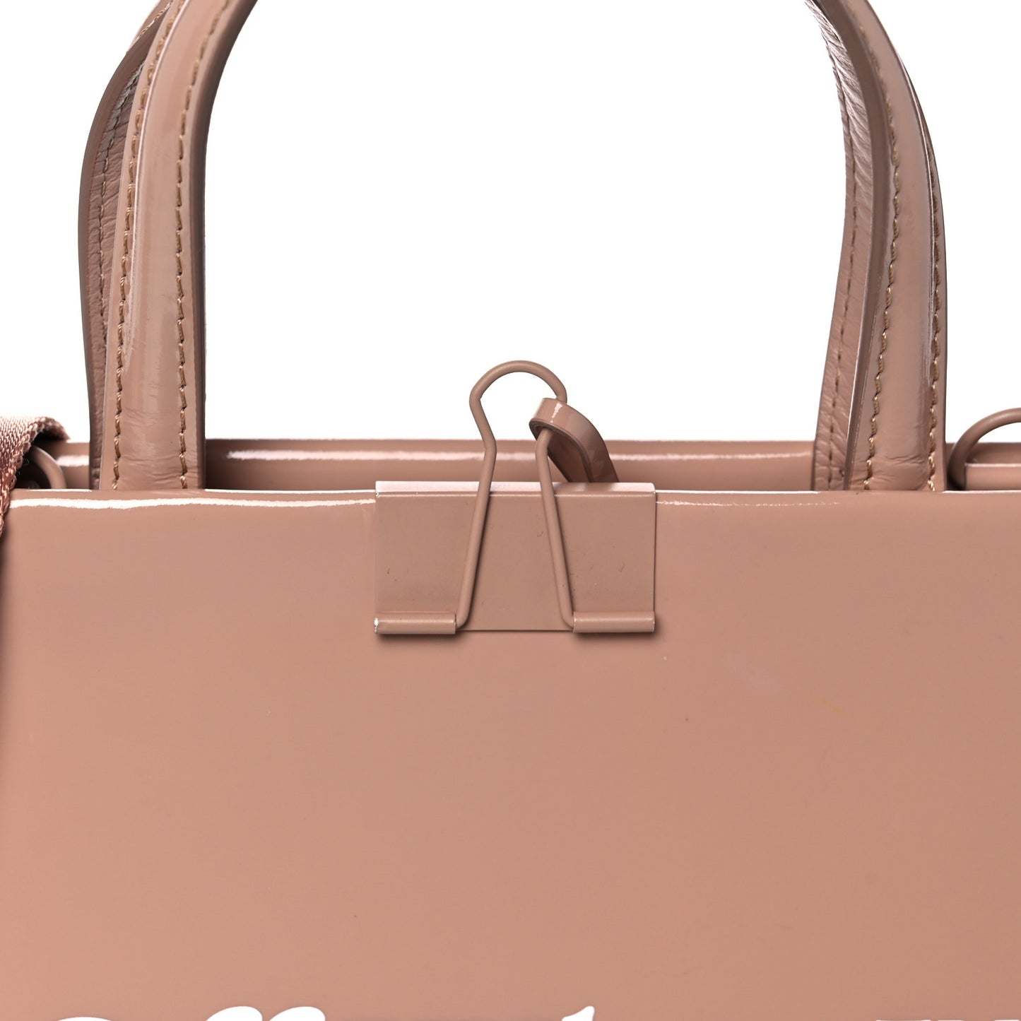 Patent Mini Box Bag Nude Beige