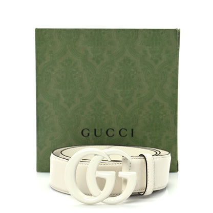 Gucci Azalea Calfskin Enamel Monochrome Double G 40mm Belt 85 34 Mystic White 5 of 5