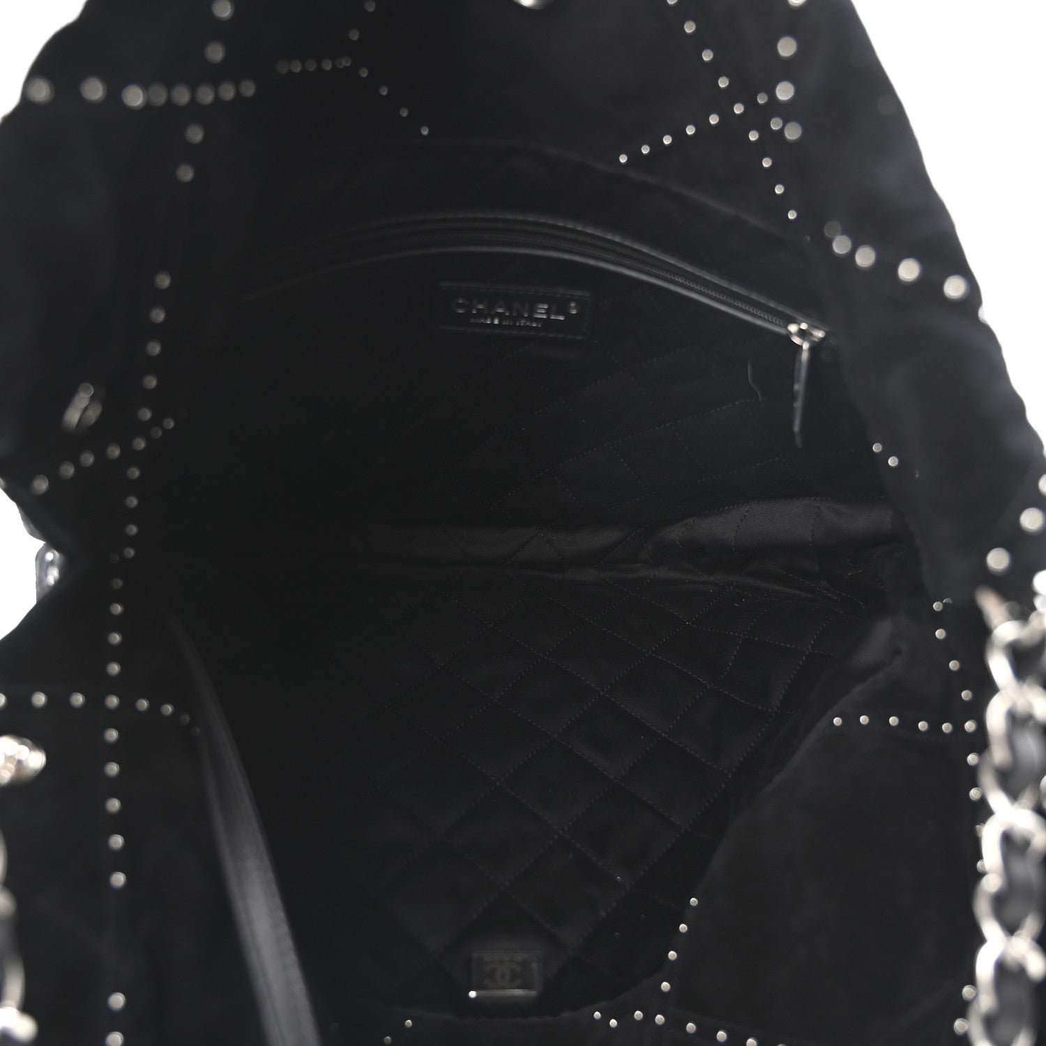 Chanel Suede Quilted Studded Small Chanel 22  Black 6 of 11