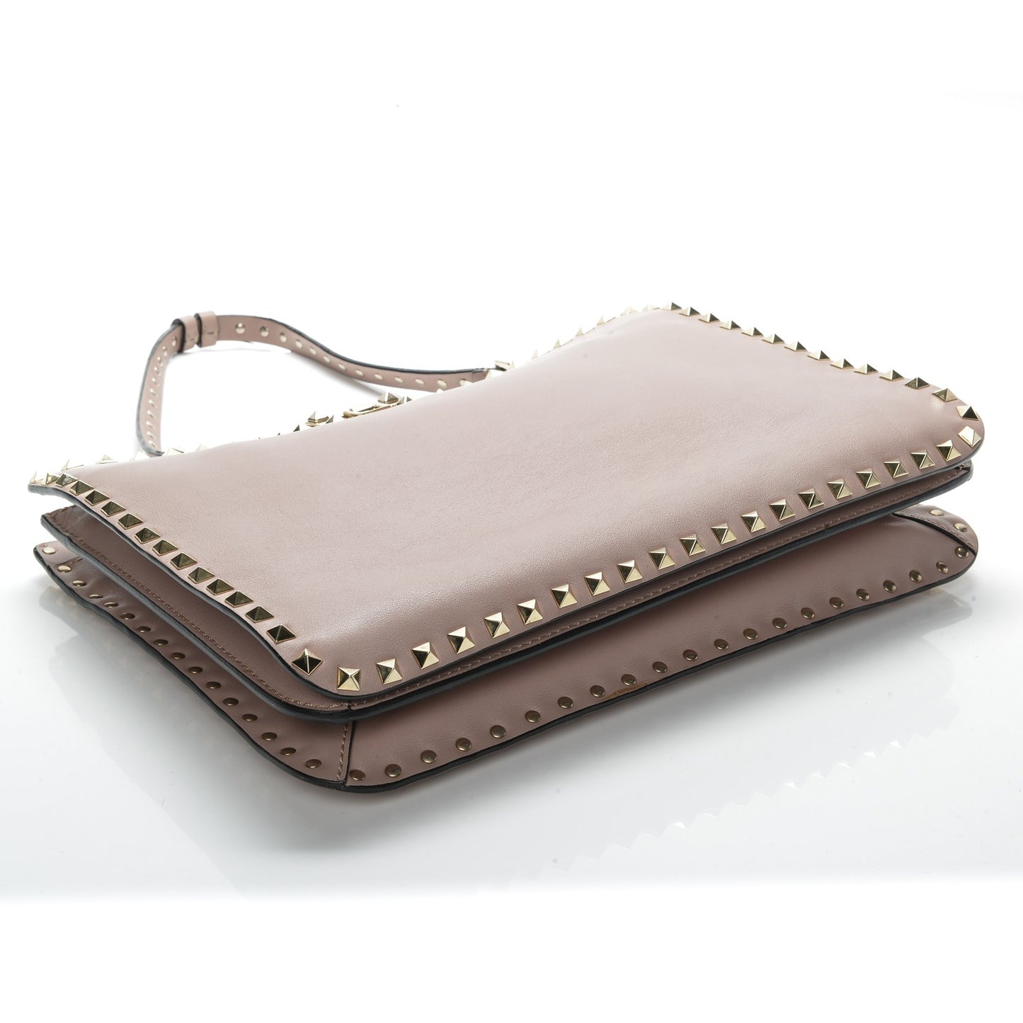 Vitello Rockstud Flip-Lock Shoulder Bag Poudre